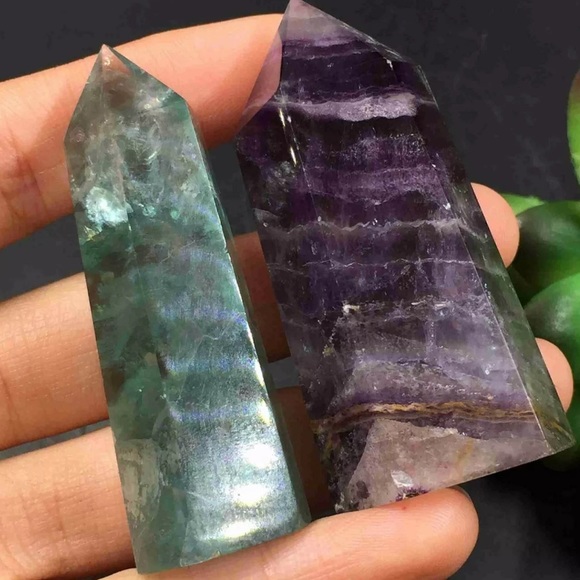 Other - Two Fluorite gemstone towers green and purple